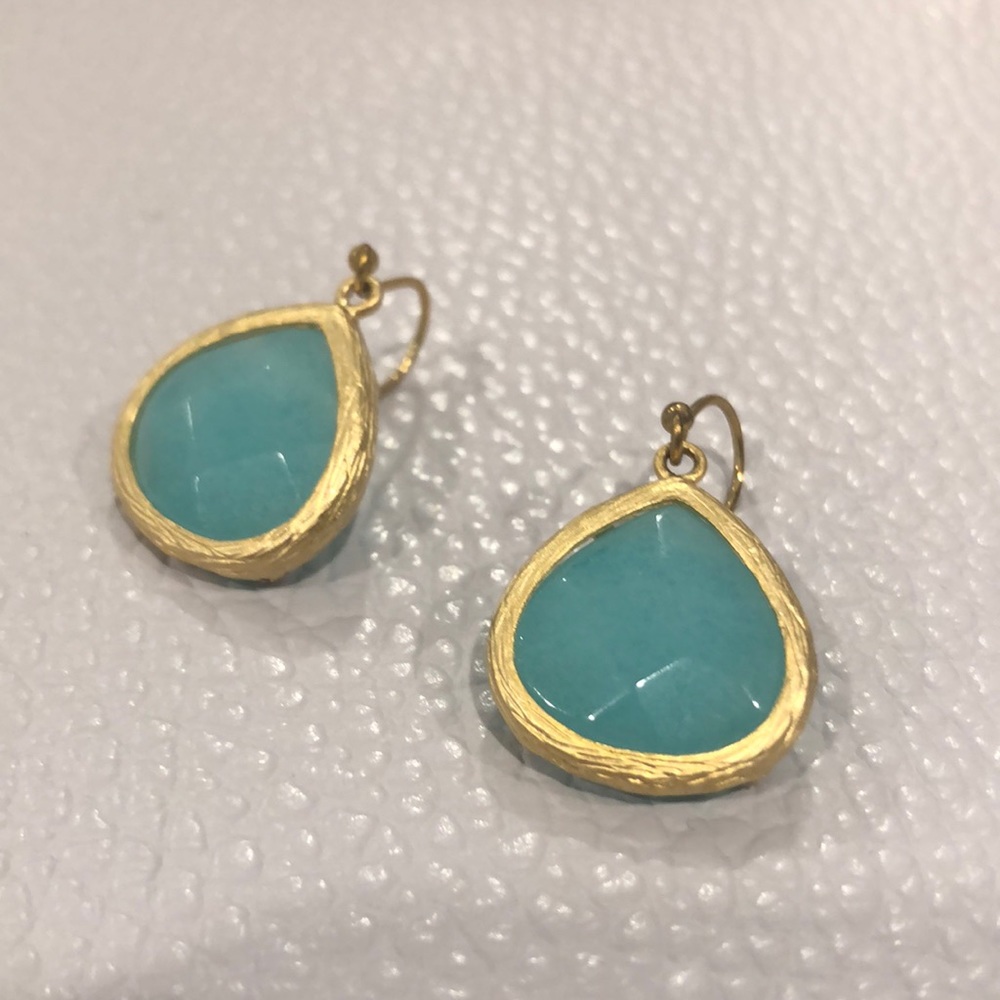 Gold and teal blue earrings